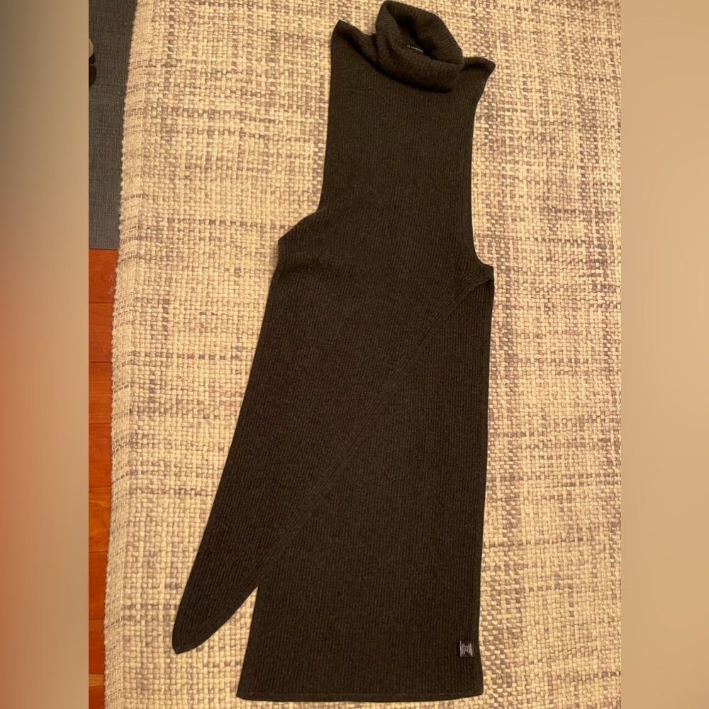 Skull Cashmere long assymetrical turtleneck tunic, grey, Sz.S